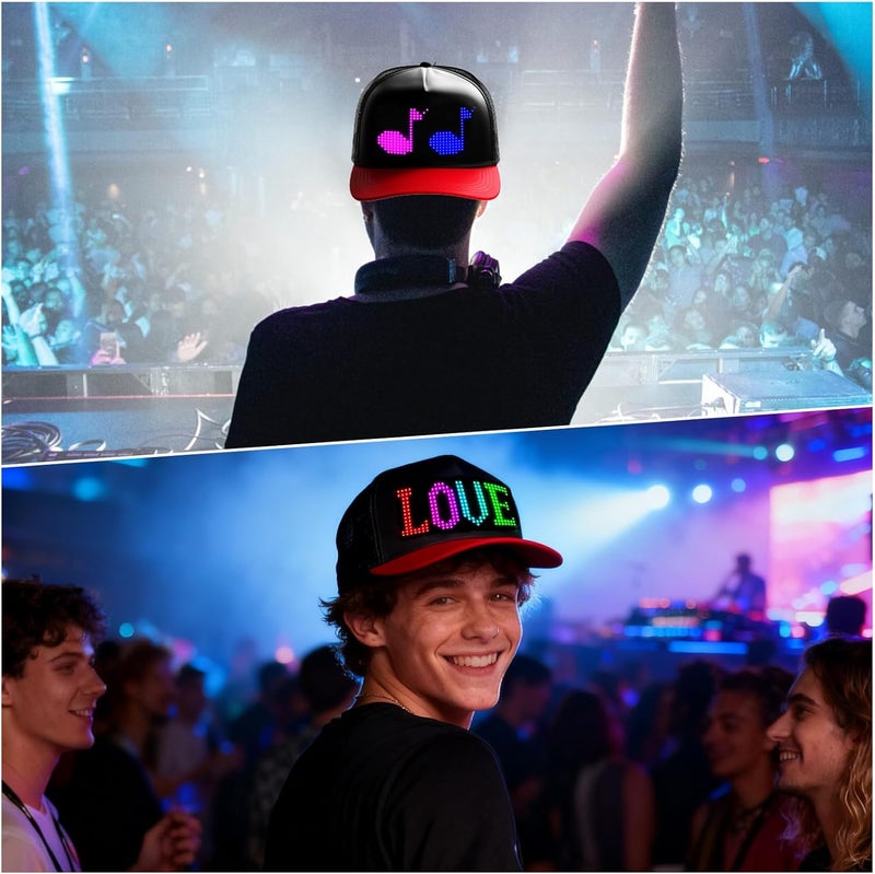 GOTUS LED Hats, LED Display Screen Smart Caps,Bluetooth APP Control,Custom Text, Patterns, Animations for Party Christmas - Image 5